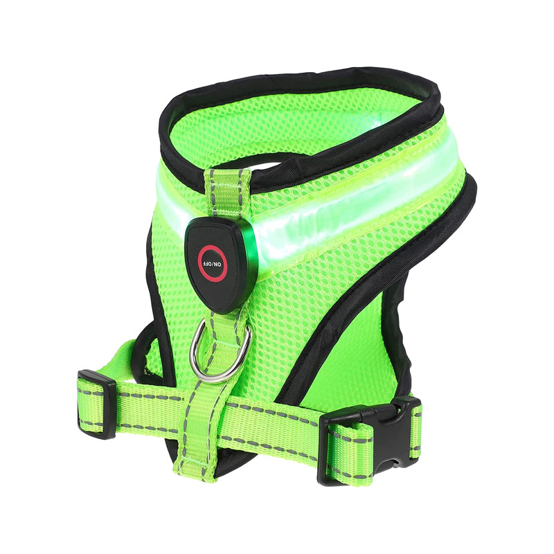 LED Rechargeable Dog Safety Harness – Light Up Reflective Vest for Night Walks