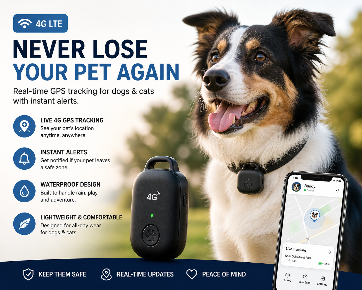 Real-Time GPS Pet Tracker with App & Geo-Fencing