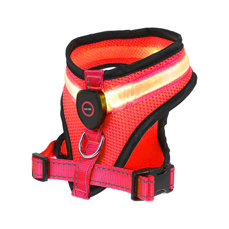 LED Rechargeable Dog Safety Harness – Light Up Reflective Vest for Night Walks