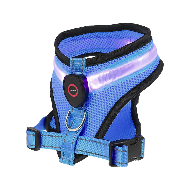LED Rechargeable Dog Safety Harness – Light Up Reflective Vest for Night Walks